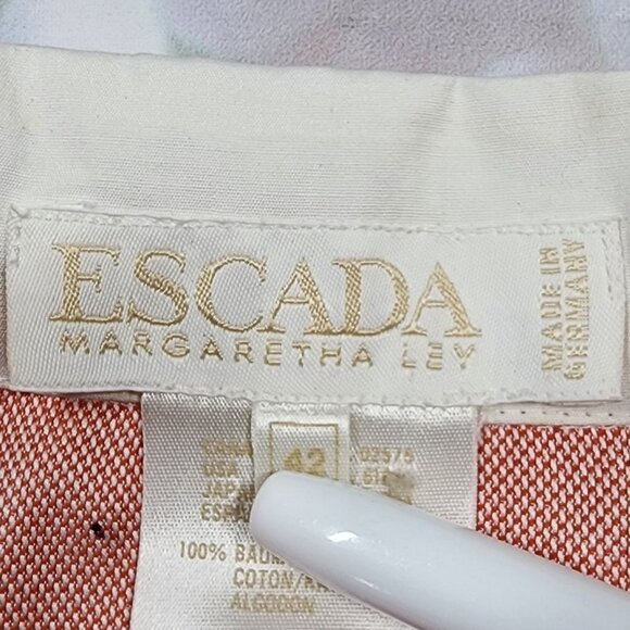 Escada Pink/White Double Breasted Button Down Bankers Shirt, Women's 42 - Picture 5 of 10
